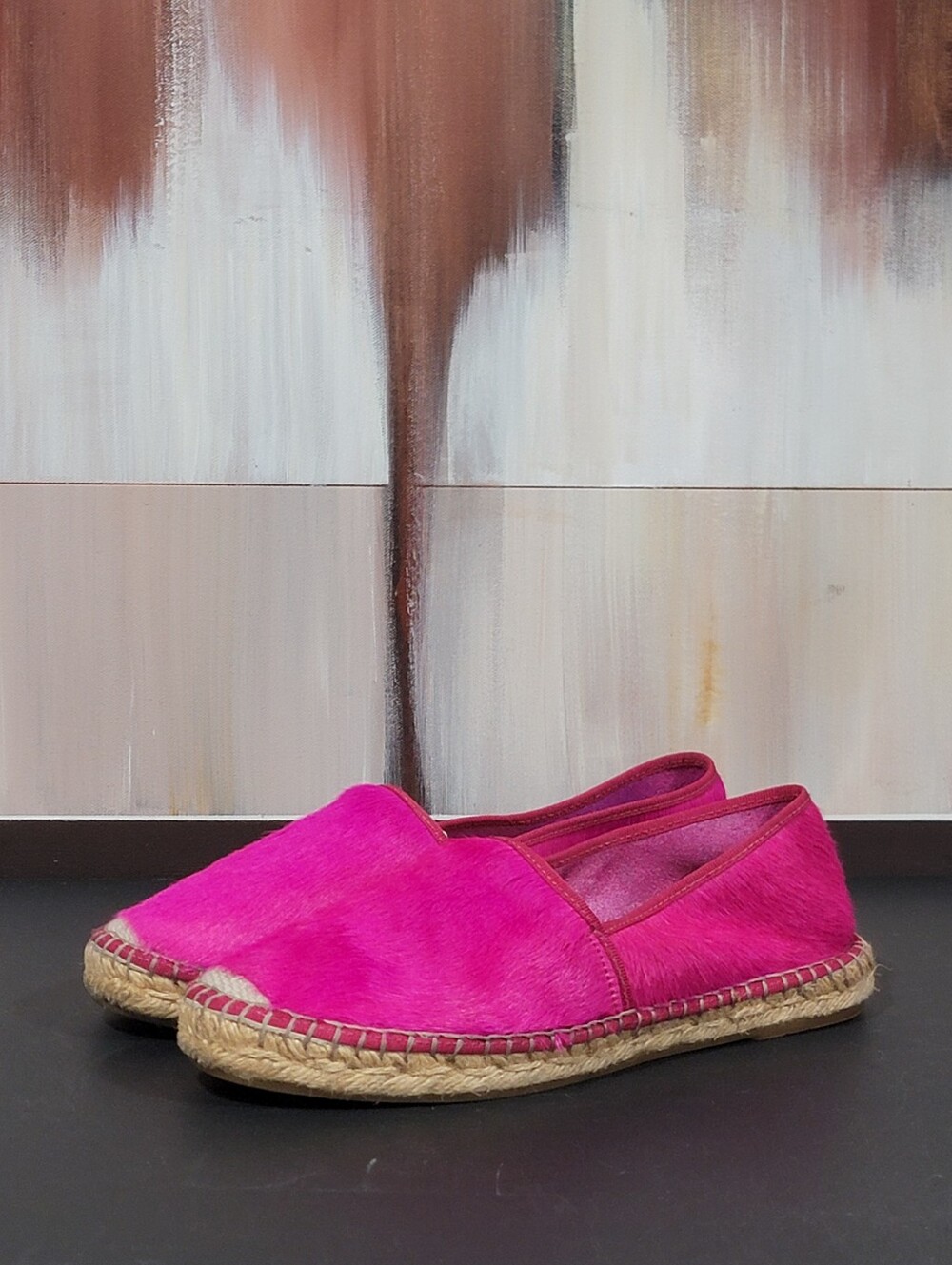 Jigsaw Shoes Flats EU 38 Lottie Slip On Calf Hair Leather Espadrilles Pink